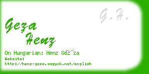 geza henz business card